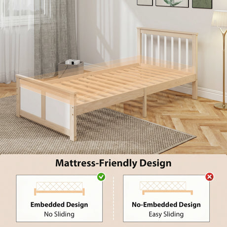 Wooden Single Bed 98cm Wide With 2 Drawers - Velmora