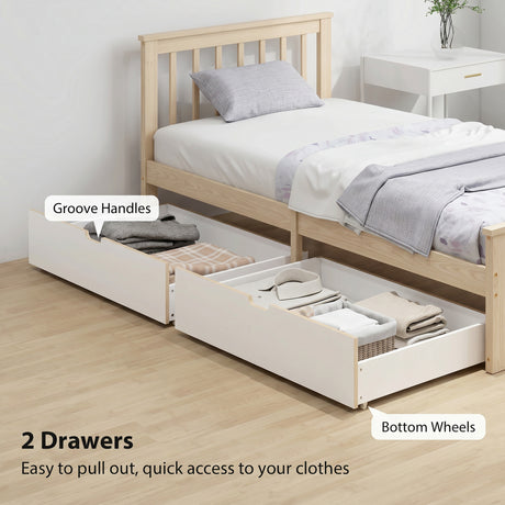 Wooden Single Bed 98cm Wide With 2 Drawers - Velmora