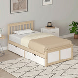 Wooden Single Bed 98cm Wide With 2 Drawers - Velmora