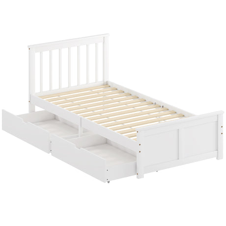 Wooden Single Bed 98cm Wide With 2 Drawers - Velmora