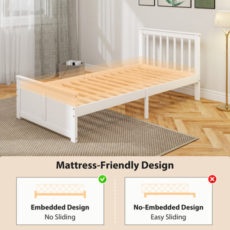 Wooden Single Bed 98cm Wide With 2 Drawers - Velmora