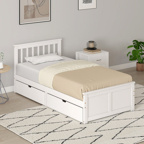 Wooden Single Bed 98cm Wide With 2 Drawers - Velmora