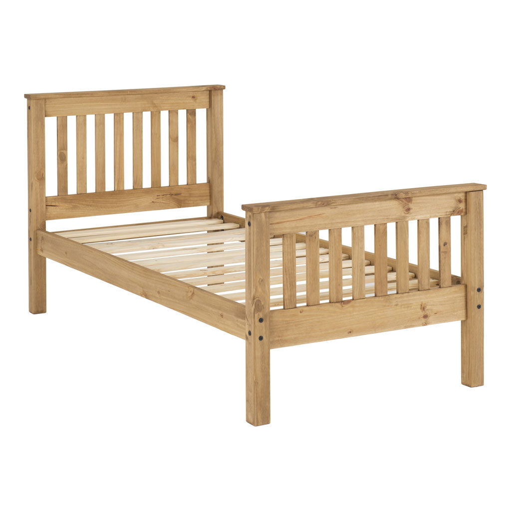 Wooden Single Bed High Foot End - Monaco