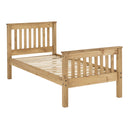 Wooden Single Bed High Foot End - Monaco
