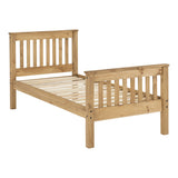 Wooden Single Bed High Foot End - Monaco