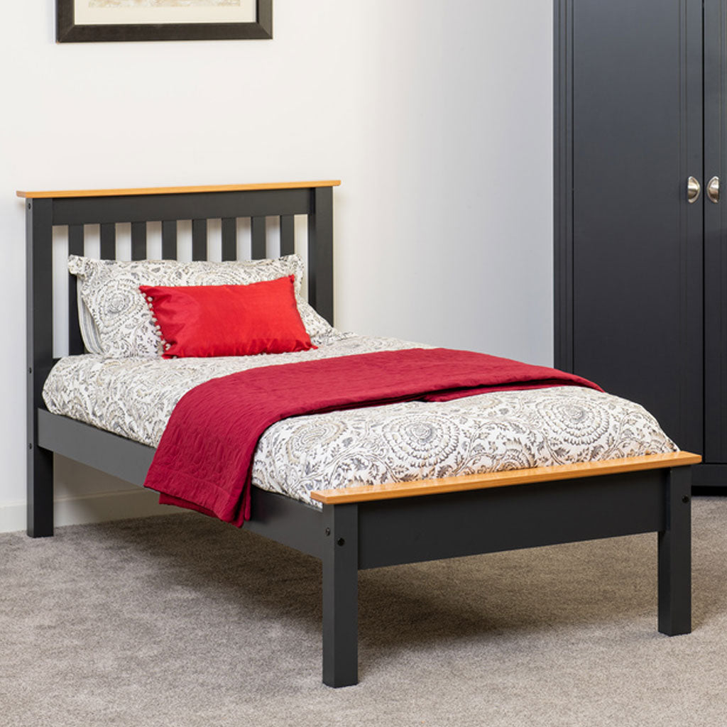 Wooden Single Bed Low Foot End - Monaco