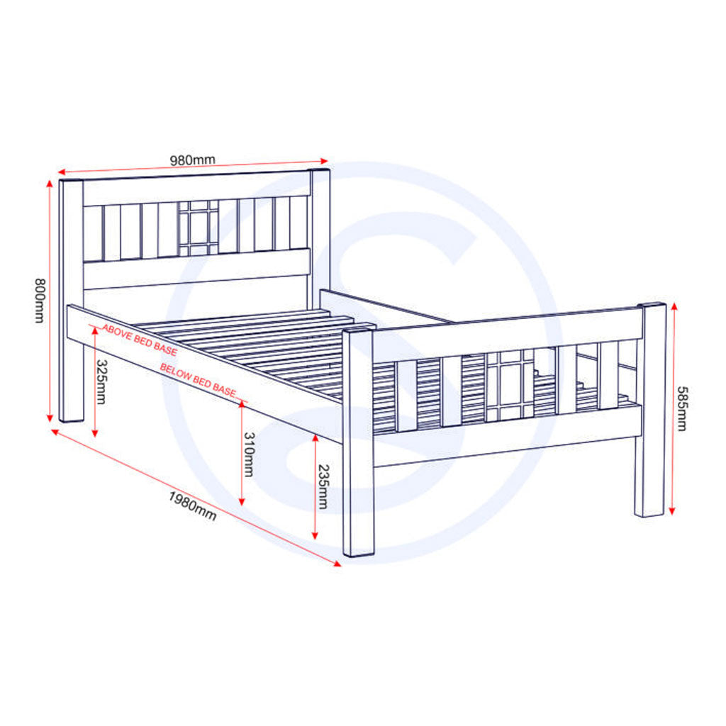 Wooden Single Bed - Rio