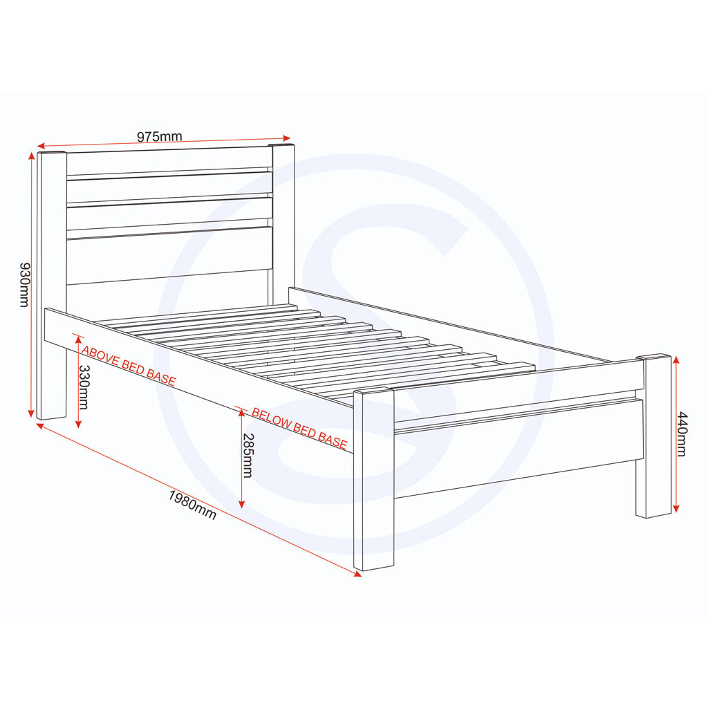 Wooden Single Bed - Toledo