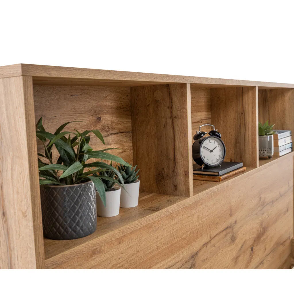 Wooden Single Bed With Bookcase - Bali