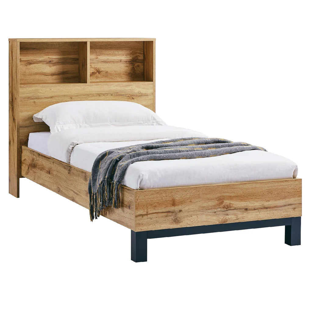 Wooden Single Bed With Bookcase - Bali