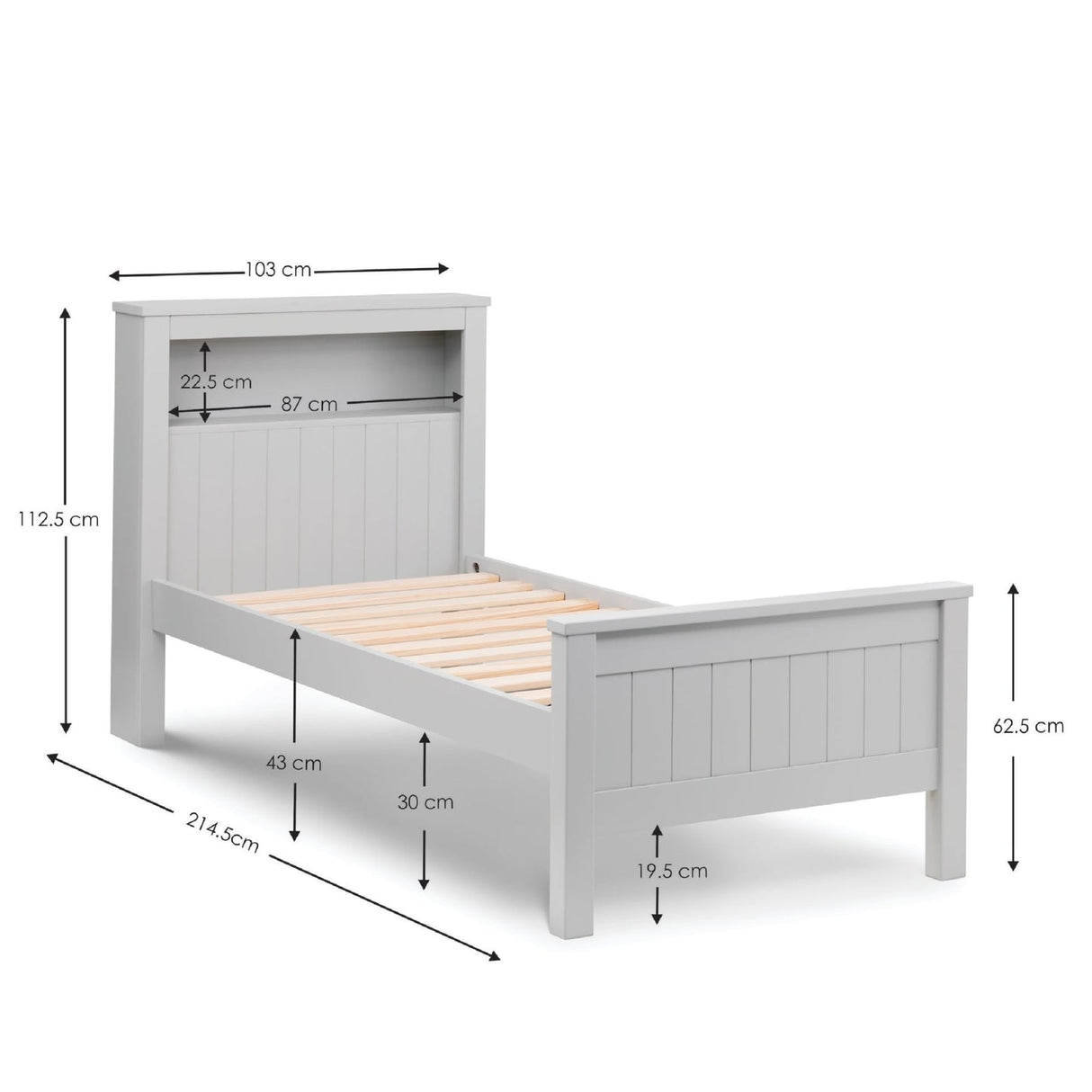 Wooden Single Bed With Bookcase - Maine