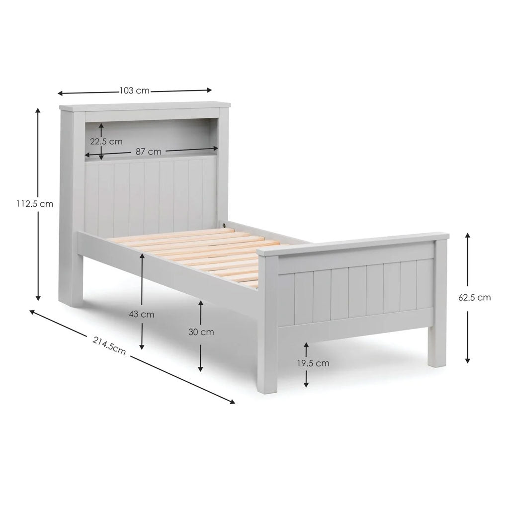 Wooden Single Bed With Bookcase - Maine