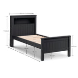 Wooden Single Bed With Bookcase - Maine