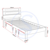 Wooden Single Bed With Rattan Effect - Santana