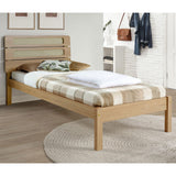 Wooden Single Bed With Rattan Effect - Santana