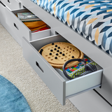 Wooden Single Day Bed With 3 Pull-Out Drawers And Trundle - Veera