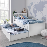 Wooden Single Day Bed With 3 Pull-Out Drawers And Trundle - Veera