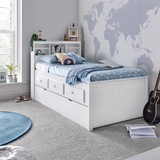 Wooden Single Day Bed With 3 Pull-Out Drawers And Trundle - Veera