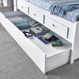 Wooden Single Day Bed With 3 Pull-Out Drawers And Trundle - Veera