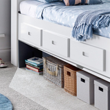 Wooden Single Day Bed With 3 Pull-Out Drawers And Trundle - Veera