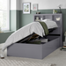 Wooden Single Ottoman Storage Bed With Bookcase Headboard - Oscar