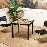 Wooden Slatted Top Outdoor Garden Dining Table for 4 People - Velmora
