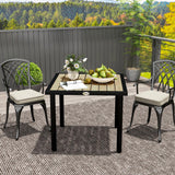 Wooden Slatted Top Outdoor Garden Dining Table for 4 People - Velmora