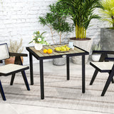 Wooden Slatted Top Outdoor Garden Dining Table for 4 People - Velmora