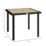 Wooden Slatted Top Outdoor Garden Dining Table for 4 People - Velmora