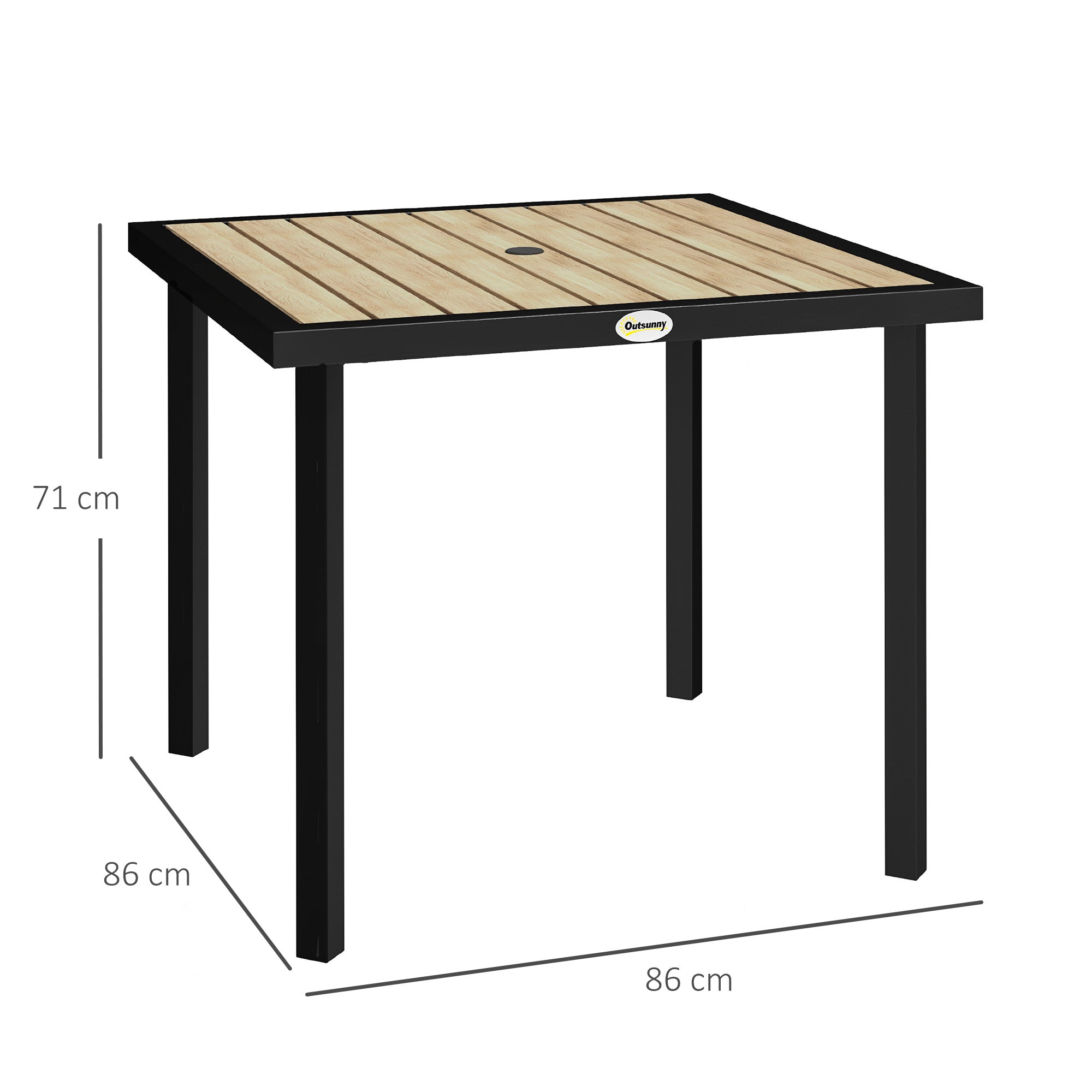 Wooden Slatted Top Outdoor Garden Dining Table for 4 People - Velmora