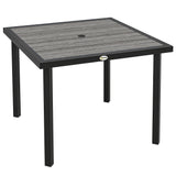 Wooden Slatted Top Outdoor Garden Dining Table for 4 People - Velmora
