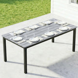 Wooden Slatted Top Outdoor Garden Dining Table for 6 to 8 People - Velmora