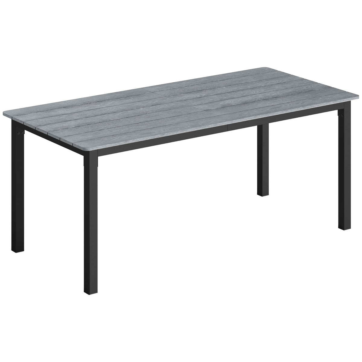 Wooden Slatted Top Outdoor Garden Dining Table for 6 to 8 People - Velmora