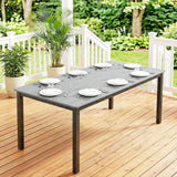 Wooden Slatted Top Outdoor Garden Dining Table for 6 to 8 People - Velmora