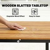 Wooden Slatted Top Outdoor Garden Dining Table for 6 to 8 People - Velmora