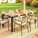 Wooden Slatted Top Outdoor Garden Dining Table for 6 to 8 People - Velmora