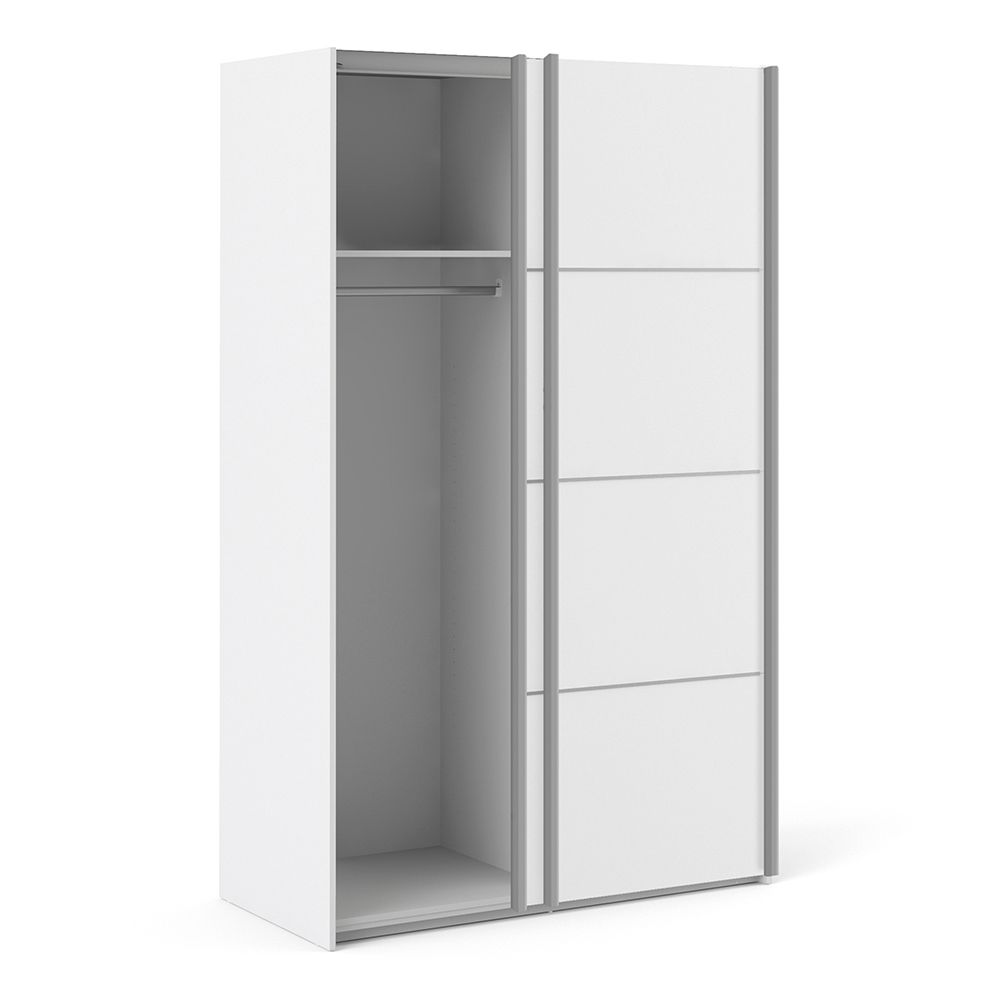 Wooden Sliding Wardrobe 120cm Wide With 2 Doors And 2 Shelves - Verona