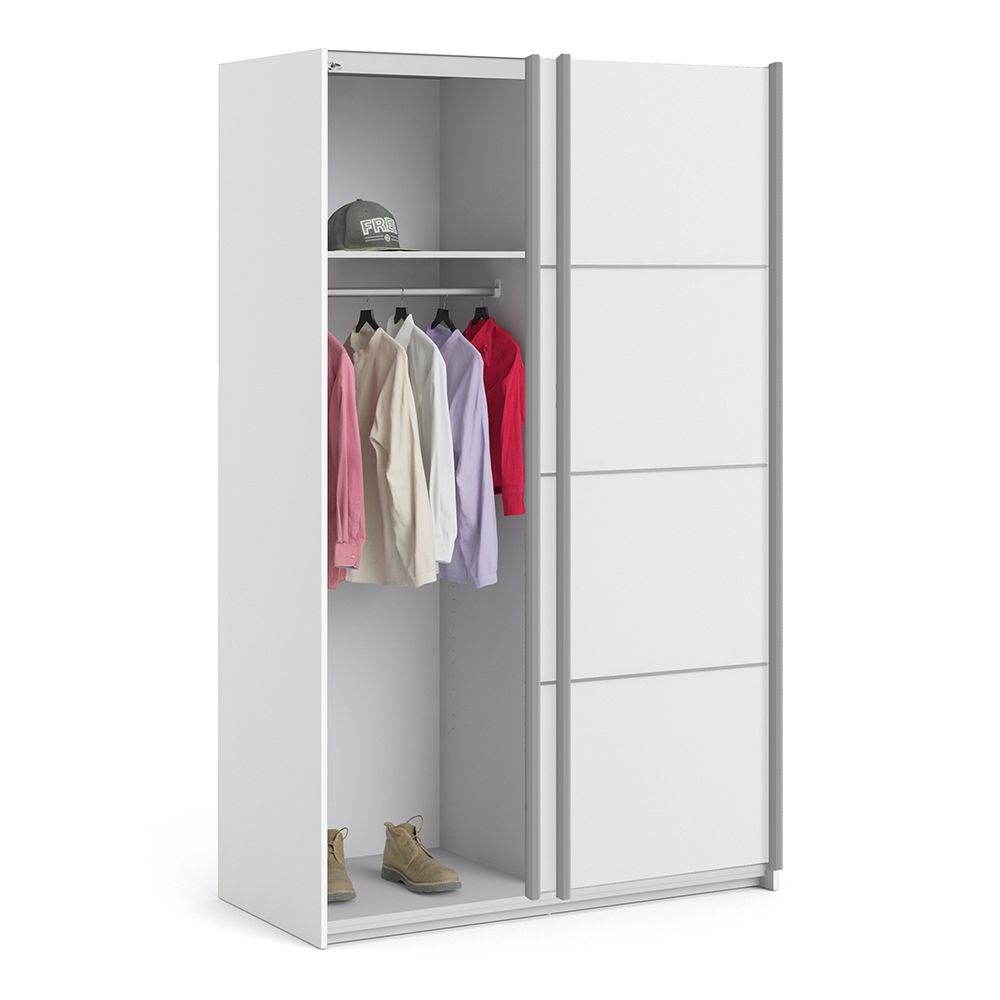Wooden Sliding Wardrobe 120cm Wide With 2 Doors And 2 Shelves - Verona