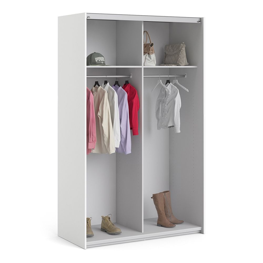 Wooden Sliding Wardrobe 120cm Wide With 2 Doors And 2 Shelves - Verona