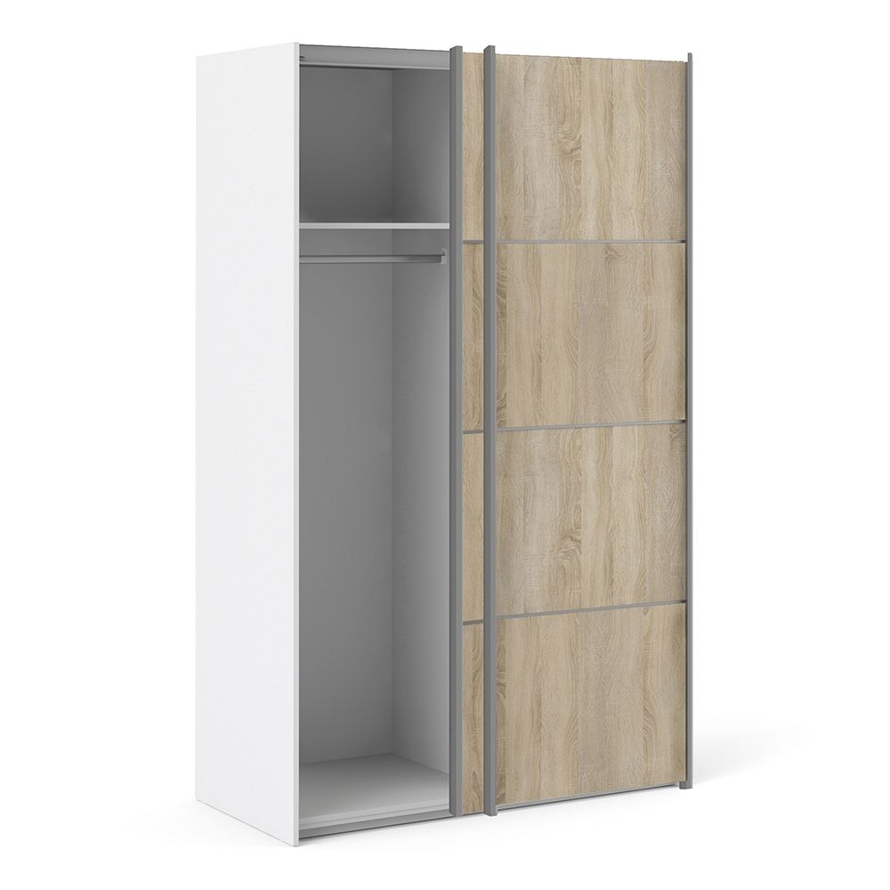 Wooden Sliding Wardrobe 120cm Wide With 2 Doors And 2 Shelves - Verona