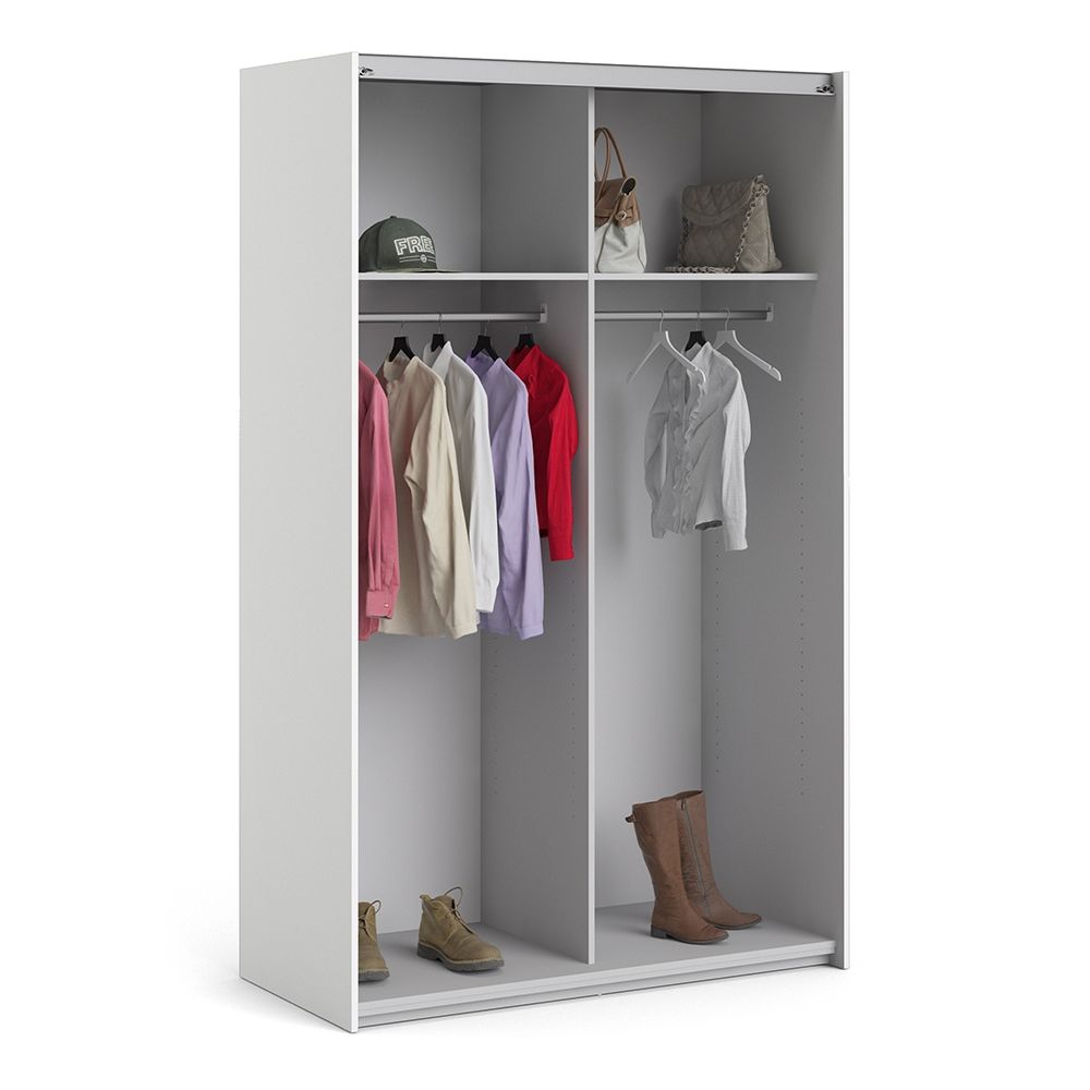 Wooden Sliding Wardrobe 120cm Wide With 2 Doors And 2 Shelves - Verona