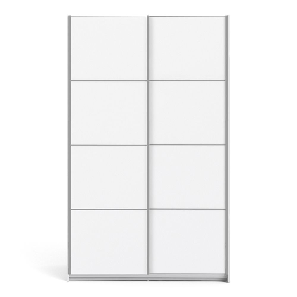 Wooden Sliding Wardrobe 120cm Wide With 2 Doors And 5 Shelves - Verona
