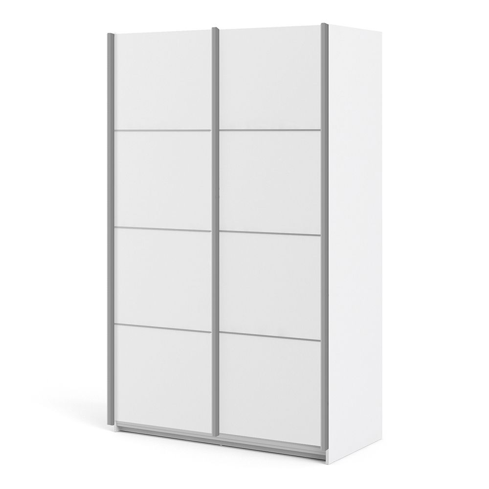 Wooden Sliding Wardrobe 120cm Wide With 2 Doors And 5 Shelves - Verona