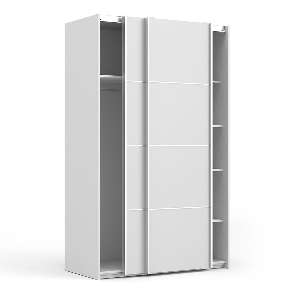 Wooden Sliding Wardrobe 120cm Wide With 2 Doors And 5 Shelves - Verona