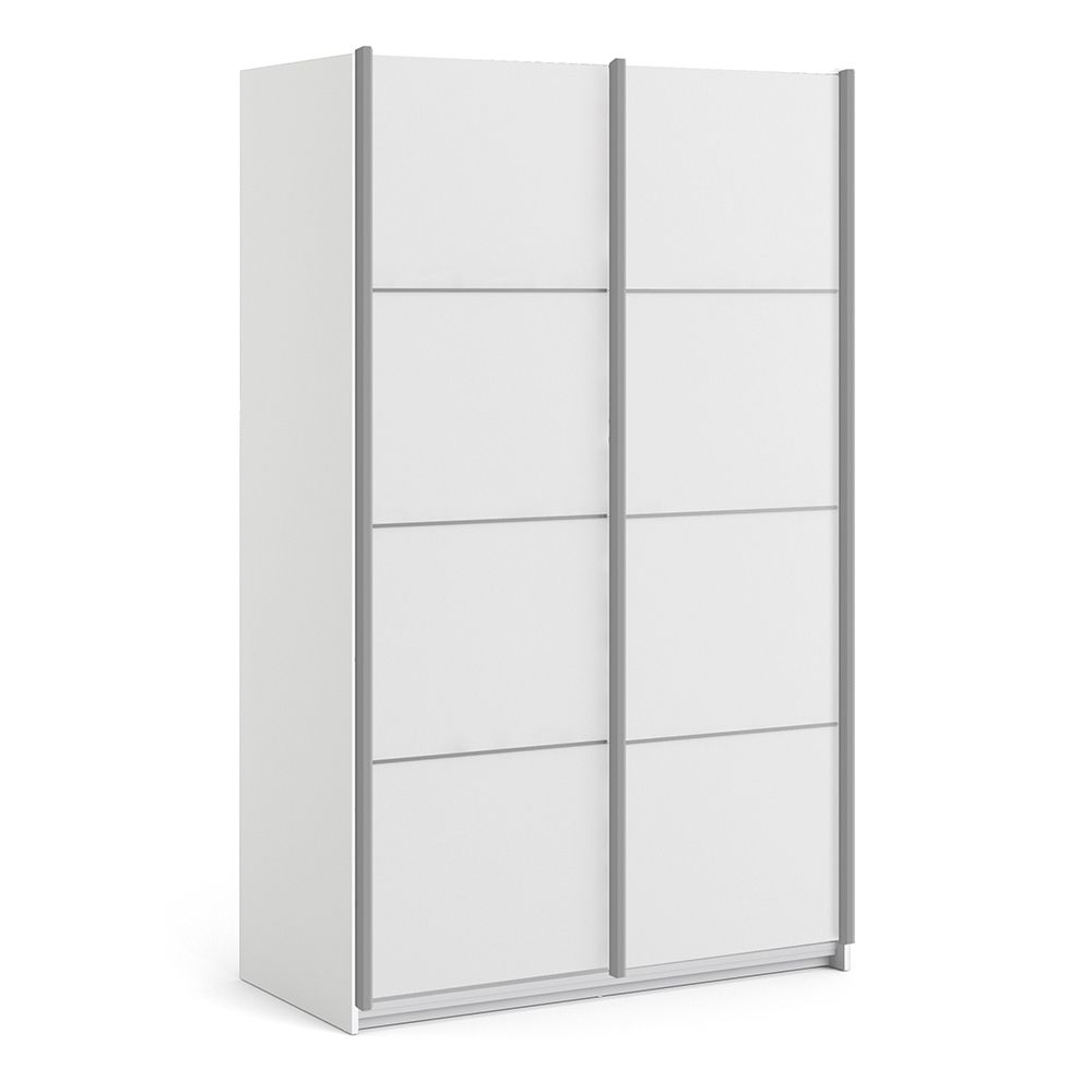 Wooden Sliding Wardrobe 120cm Wide With 2 Doors And 5 Shelves - Verona