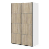 Wooden Sliding Wardrobe 120cm Wide With 2 Doors And 5 Shelves - Verona