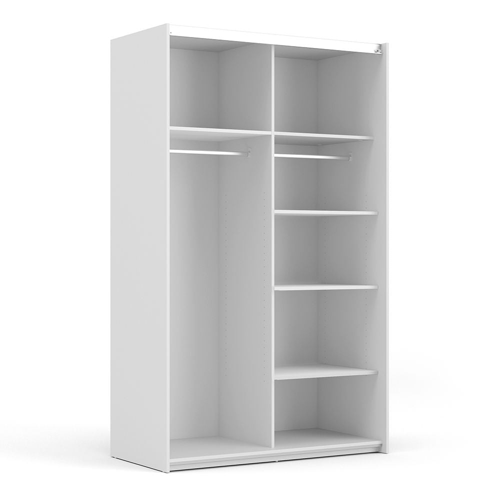 Wooden Sliding Wardrobe 120cm Wide With 2 Doors And 5 Shelves - Verona