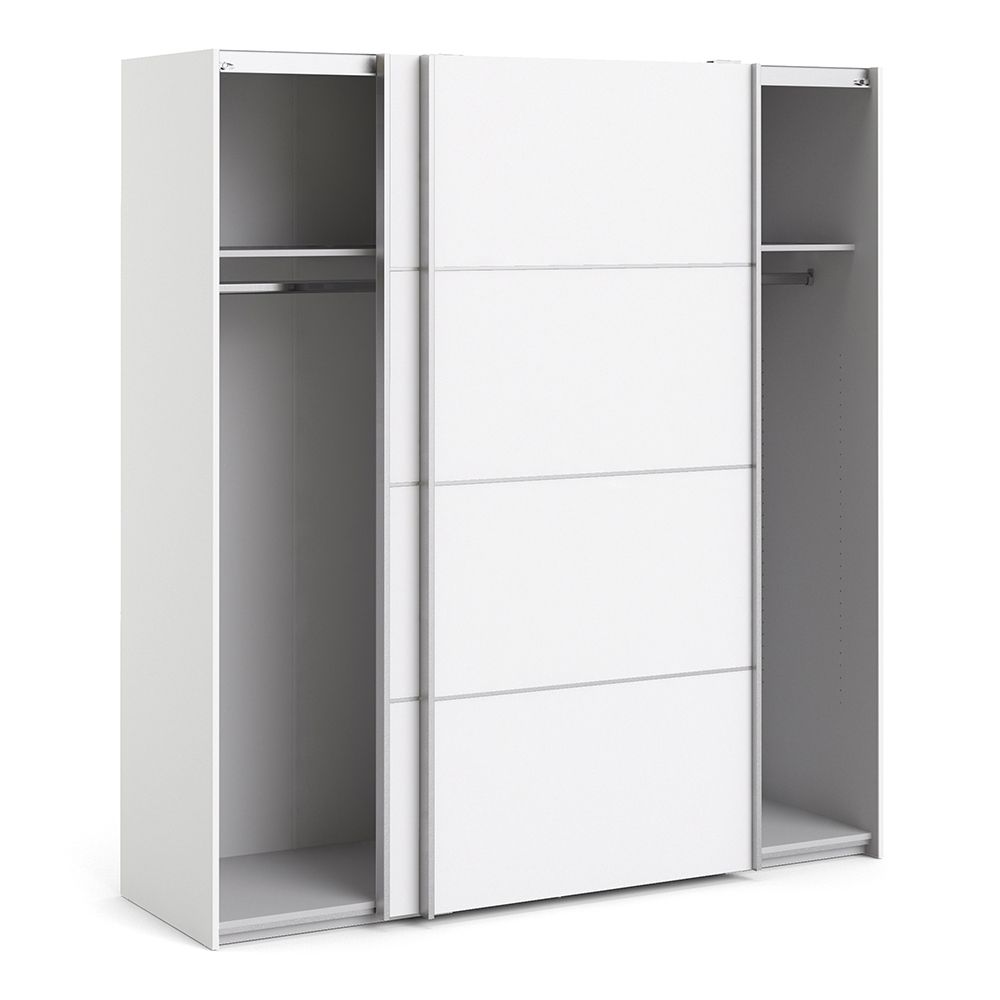 Wooden Sliding Wardrobe 180cm Wide With 2 Doors And 2 Shelves - Verona