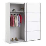 Wooden Sliding Wardrobe 180cm Wide With 2 Doors And 2 Shelves - Verona