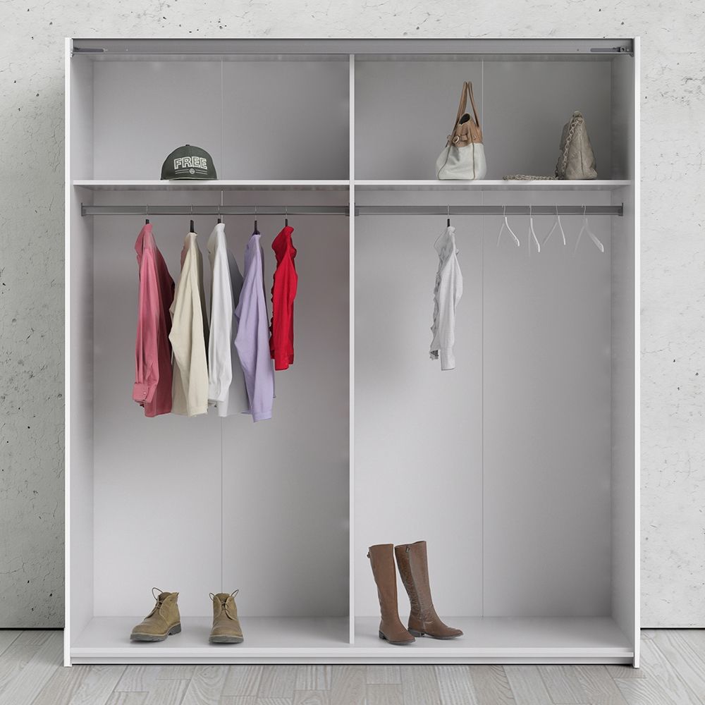 Wooden Sliding Wardrobe 180cm Wide With 2 Doors And 2 Shelves - Verona